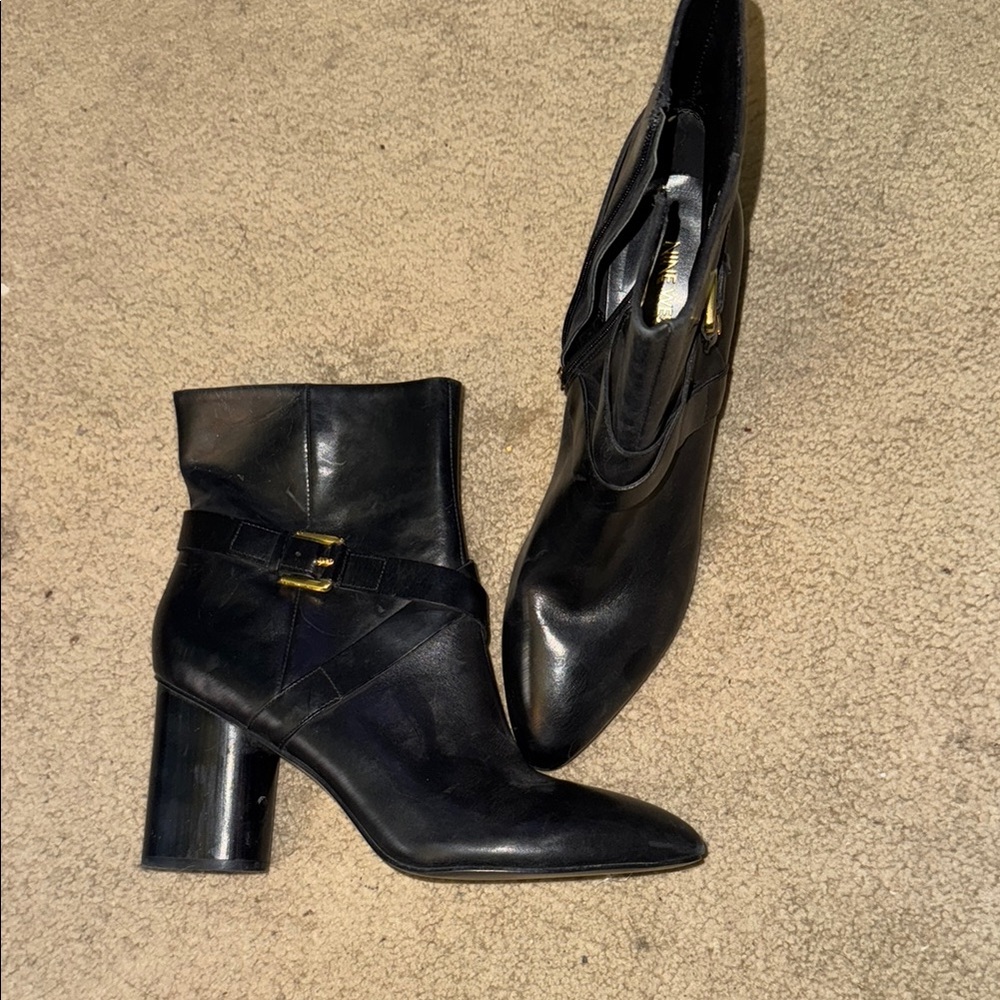 Nine West Black Leather Ankle Boots